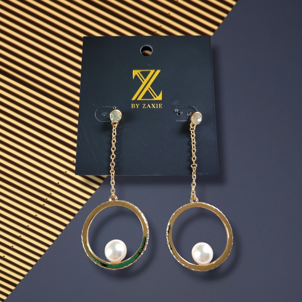 Zaxie | NWOT Gold Tone Faux Pearl Crystal Ring Drop Dangle Earrings
